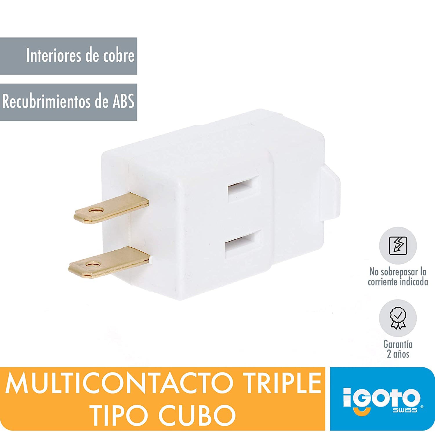 Adaptador Clavija Multicontacto Cubo Triple 15A Blanco Igoto IGOTO Ferreabasto