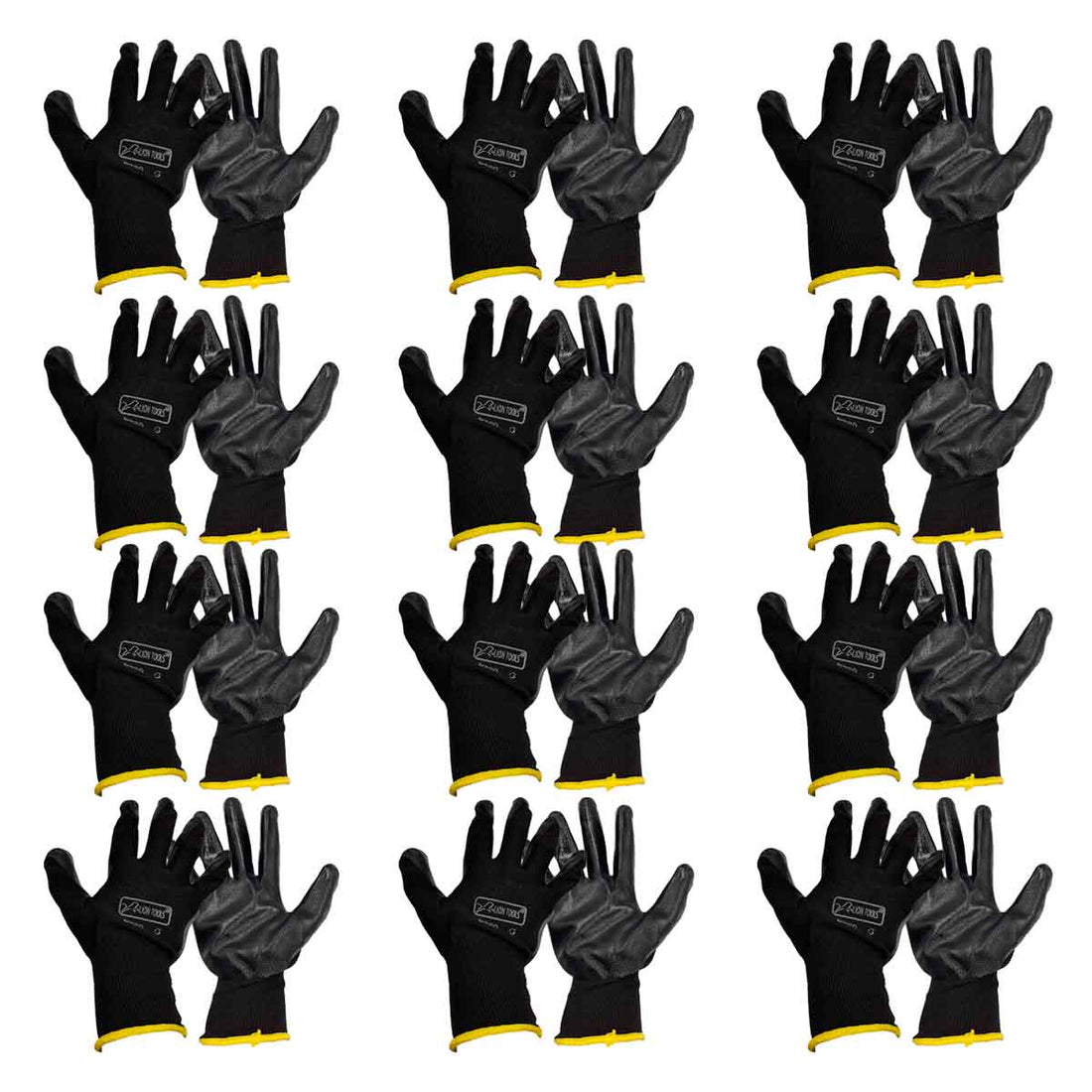 12 pares guantes negros nitrilo trabajo rudo mecanico