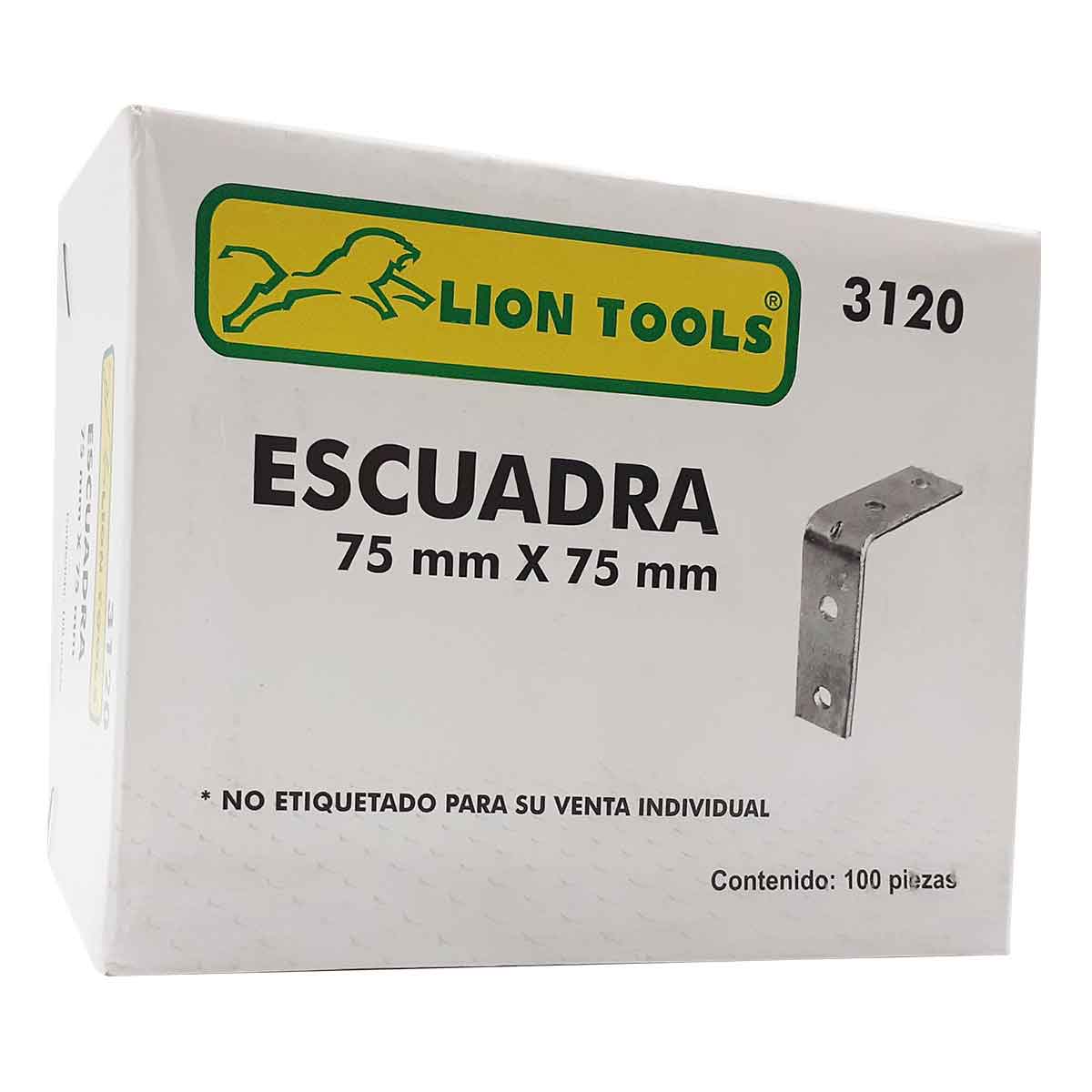 Soporte Angular En Forma De L Para Repisas 75mm x 75mm Caja 100 Piezas 3120 Lion Tools LION TOOLS Ferreabasto