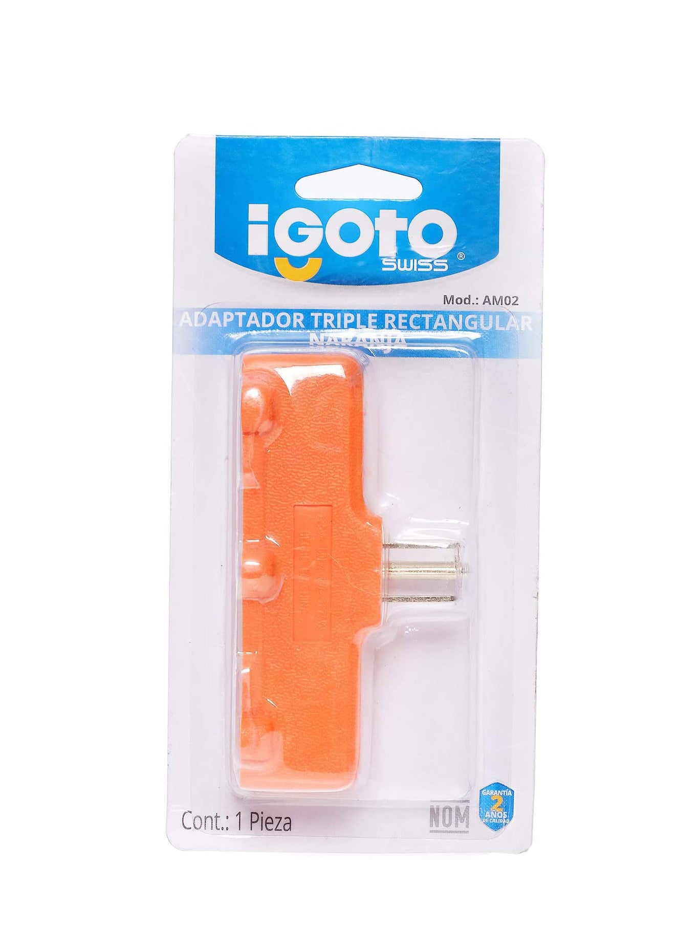 Adaptador Multicontacto Triple Rectangular Naranja 15A Igoto IGOTO Ferreabasto