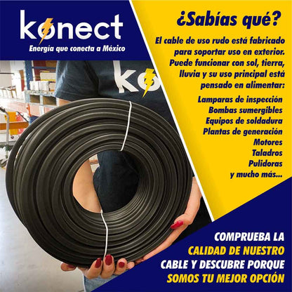 Cable Uso Rudo 2X16 Rollo 100m Color Negro Cca Konect KONECT Ferreabasto