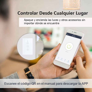 folleto de celular con app para controlar luces desde cualquier lugar