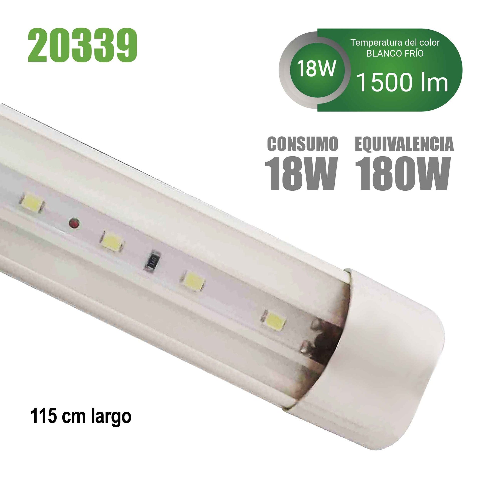 Tubo Led 18w T8 Base Integrada Plastico 1.15M 1500 Lumen KYT Ferreabasto