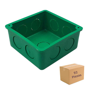Registro 3x3 Empotrar Verde Cuadrado Sin Tapa Plastico 92 Piezas INRECO Ferreabasto
