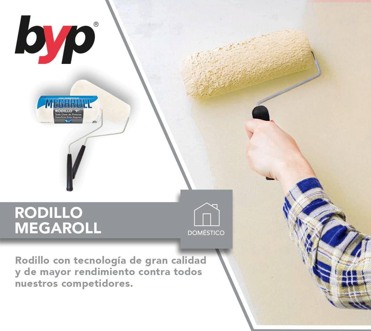 Rodillo 9" Megaroll 1-1/4" Extra Rugosa Toda Pintura Byp BYP Ferreabasto