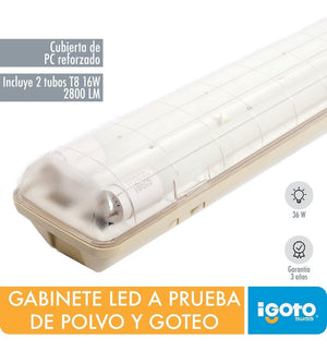 Gabinete A Prueba De Vapor Igoto Con 2 Tubos Led T8 18w Nom IGOTO Ferreabasto