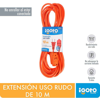 Extension Uso Rudo Naranja 16Awg 10M Igoto IGOTO Ferreabasto