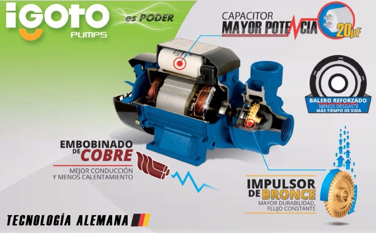 Bomba Periferica Autocebante 1 Hp Succiona En Red Igoto IGOTO PUMPS Ferreabasto