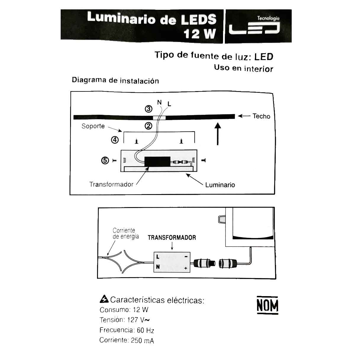 diagrama de instalacion lampara led