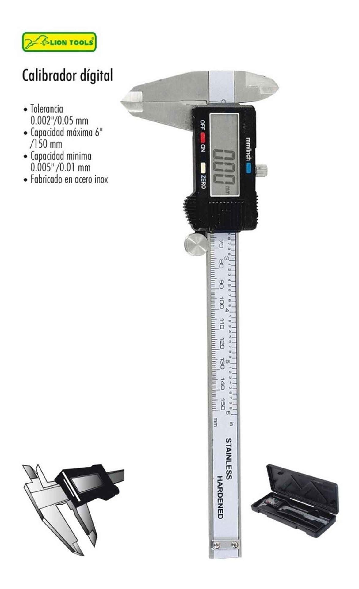 Calibrador Vernier Digital Std Y Mm Lion Tools 2873 6 Pulgadas Acero Inoxidable LION TOOLS Ferreabasto