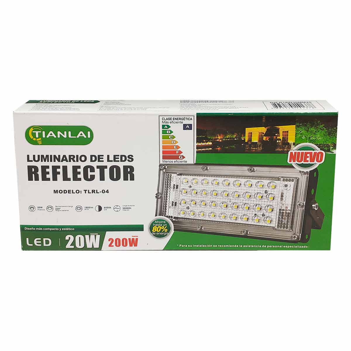 Lampara Led Reflector Tianlai 20W Luz Dia Con Mica Transparente TIANLAI Ferreabasto