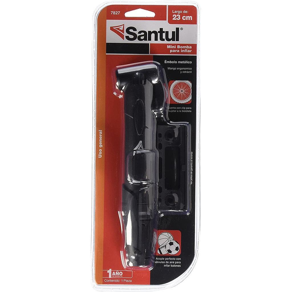 Mini Bomba De Aire Manual Santul 7827 20 cm Con Soporte Para Bicicleta SANTUL Ferreabasto