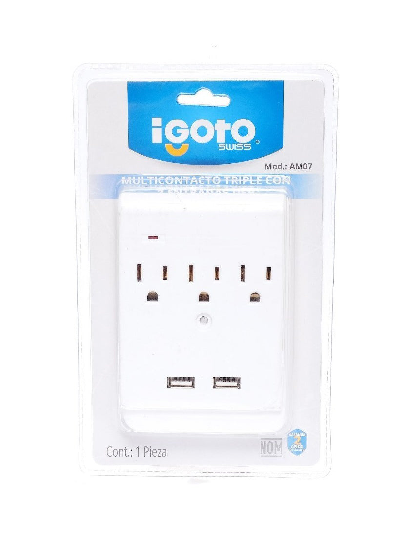 Multicontacto Triple Con 2 Entradas Usb Blanco Nom Igoto IGOTO Ferreabasto