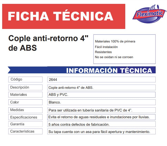 Cople Anti-Retorno 2644 Fleximatic 4 Pulgadas FLEXIMATIC Ferreabasto