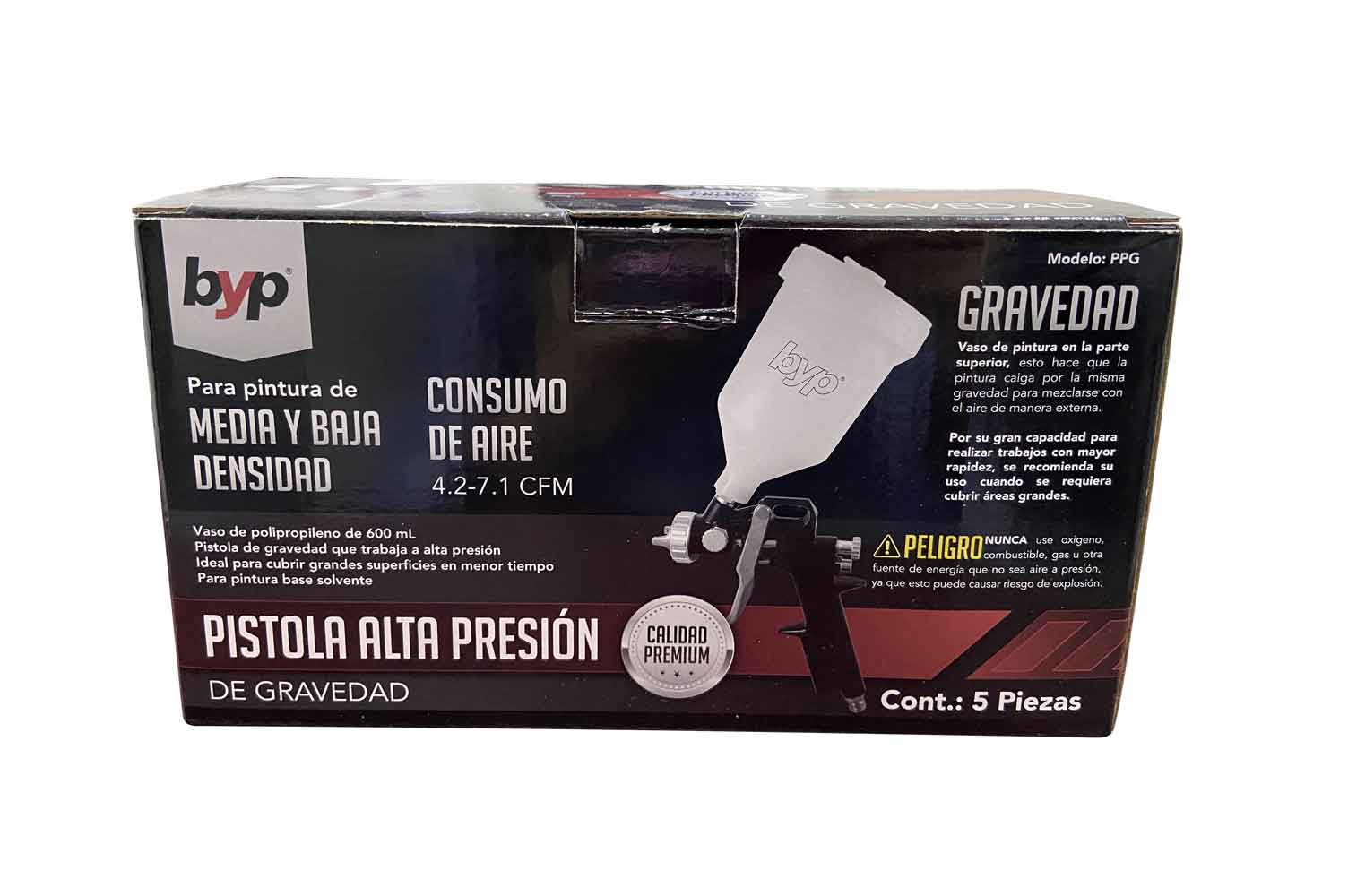 Pistola Gravedad Tradicional Alta Presion 600ml Pintura Byp BYP Ferreabasto