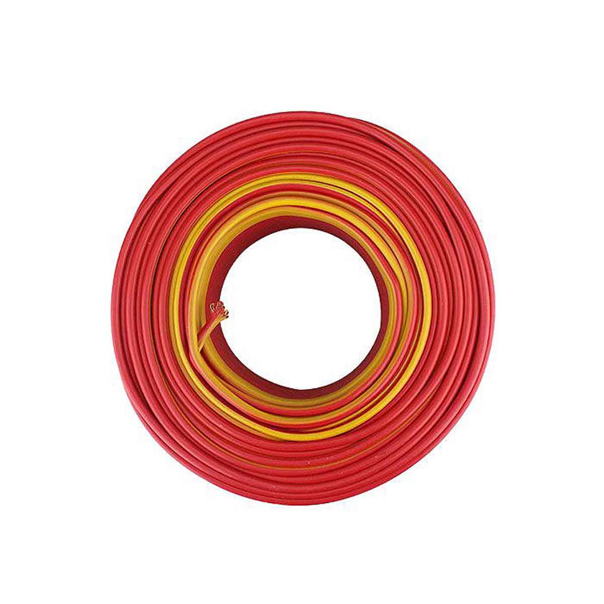 frente rollo cable amarillo rojo