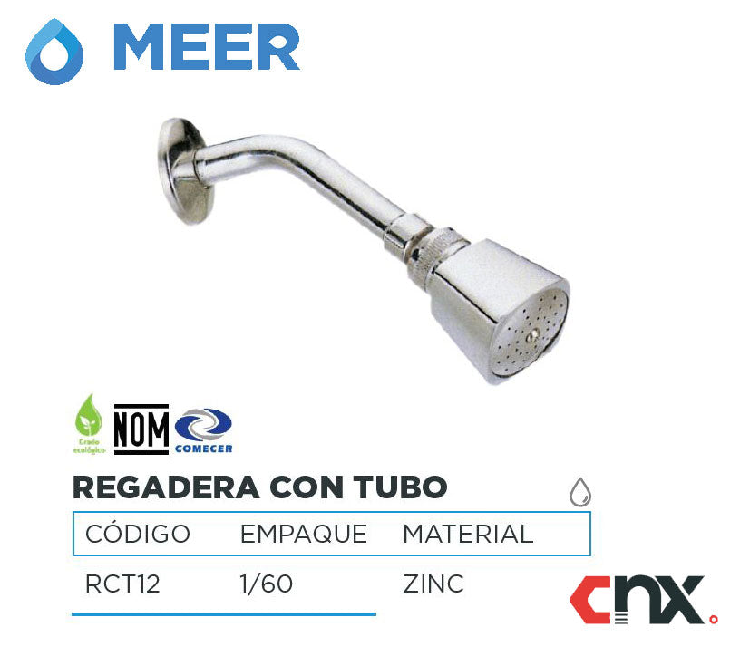 Regadera Cuadrada Cromada Con Tubo De Zinc Meer - Ferreabasto