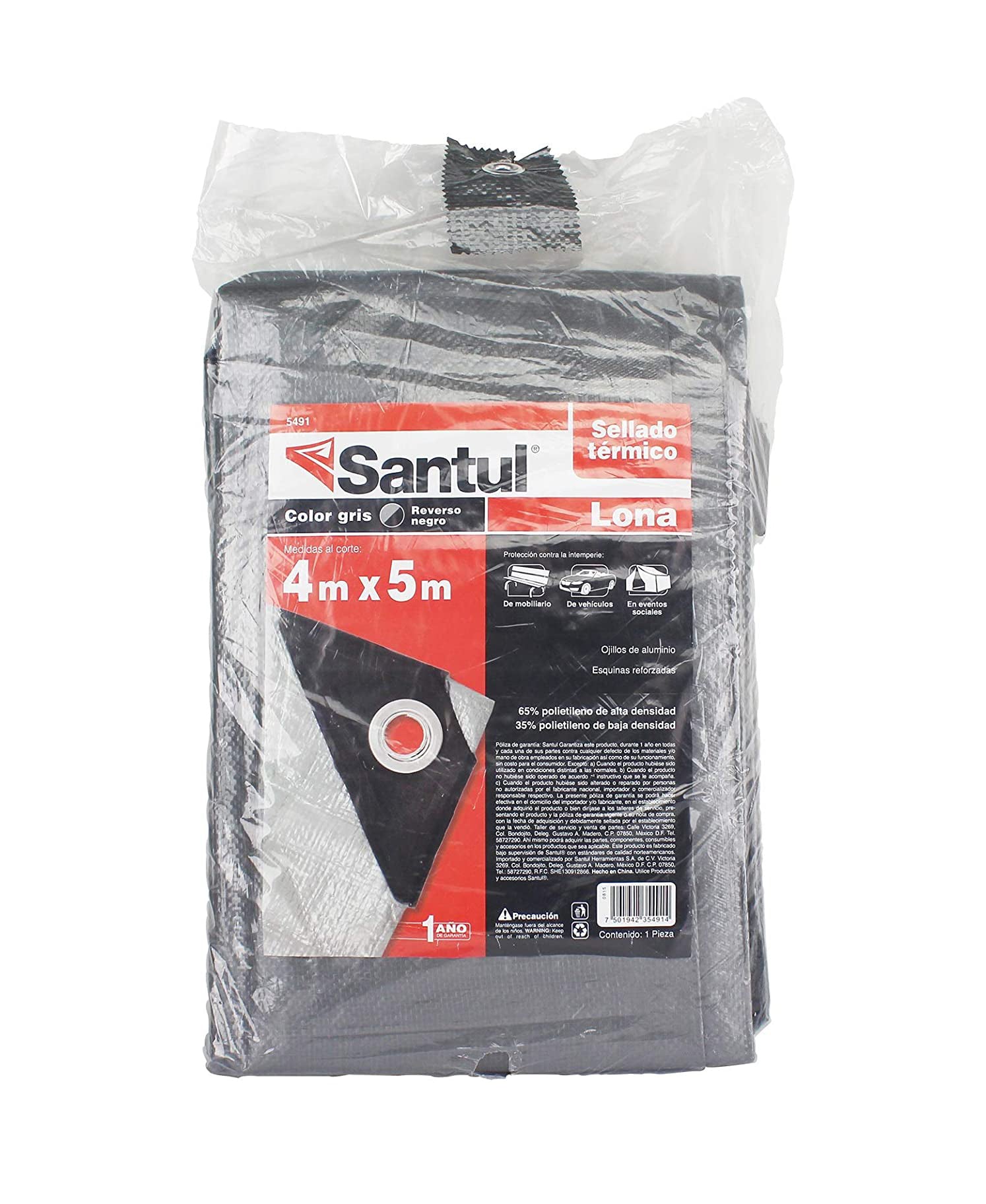 Lona Uso Ligero Gris Reforzado 110gr Para Toldo 4x5m Santul SANTUL Ferreabasto