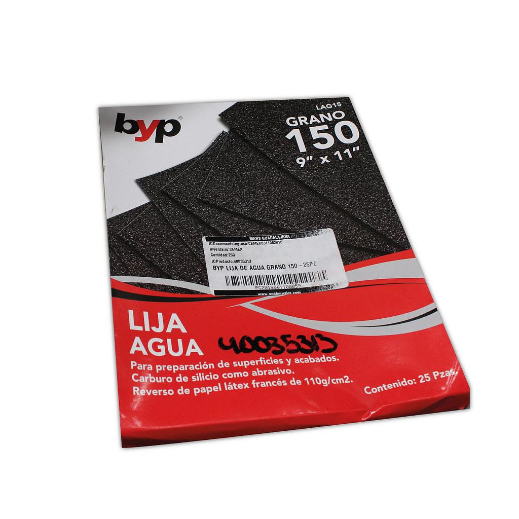 Pack 25 Lijas De Agua 9''X11'' Grano 150 BYP - Ferreabasto