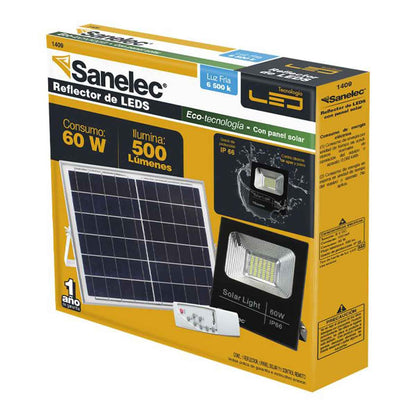 Reflector Led Panel Solar Recargable Exterior Control Remoto 60w Sanelec SANELEC Ferreabasto