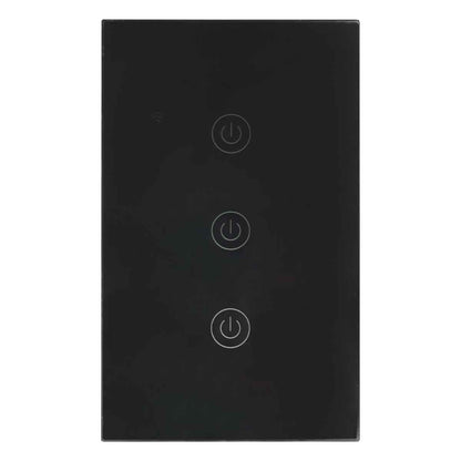 placa con tres apagadores color negro inteligente wifi