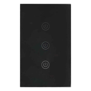 placa con tres apagadores color negro inteligente wifi