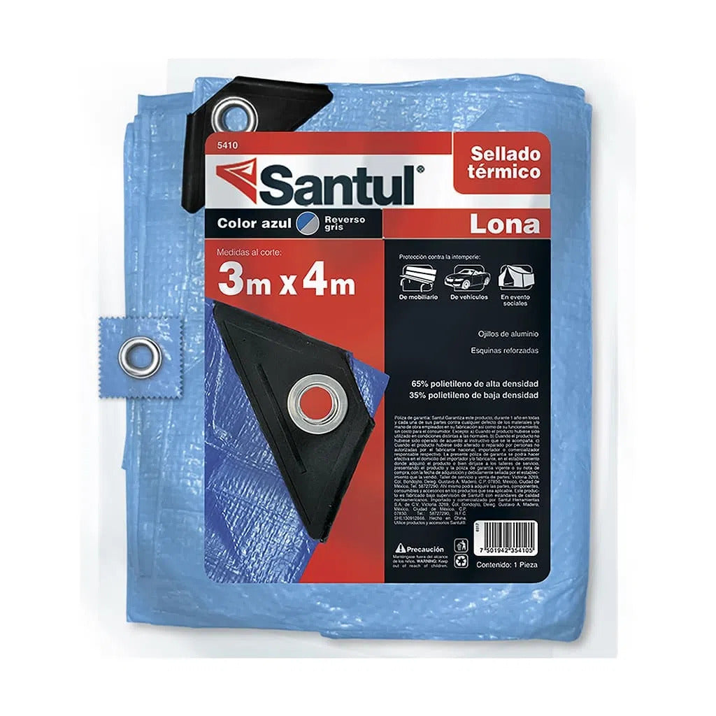 Lona Uso Ligero Azul Reforzado 110gr Para Toldo 3x4m Santul - Ferreabasto