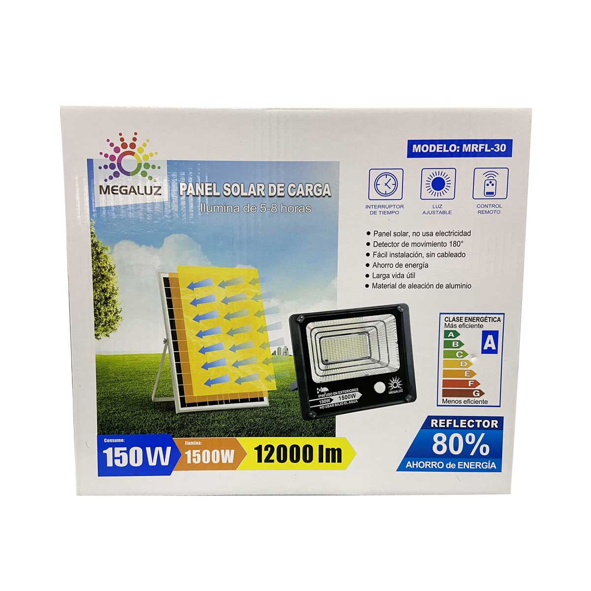 Reflector Led Panel Solar Recargable Exterior 150W Megaluz MEGALUZ Ferreabasto