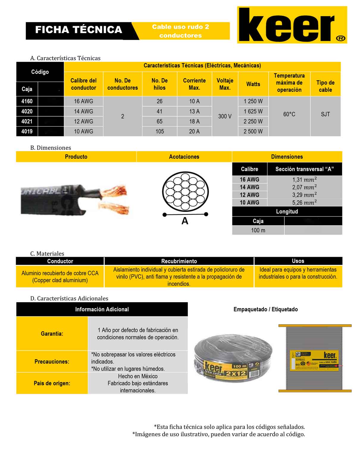 ficha tecnica cable uso rudo