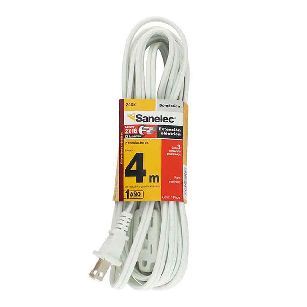 Extension Electrica Domestica 4M Blanca 2X16Awg 2402 Sanelec SANTUL Ferreabasto