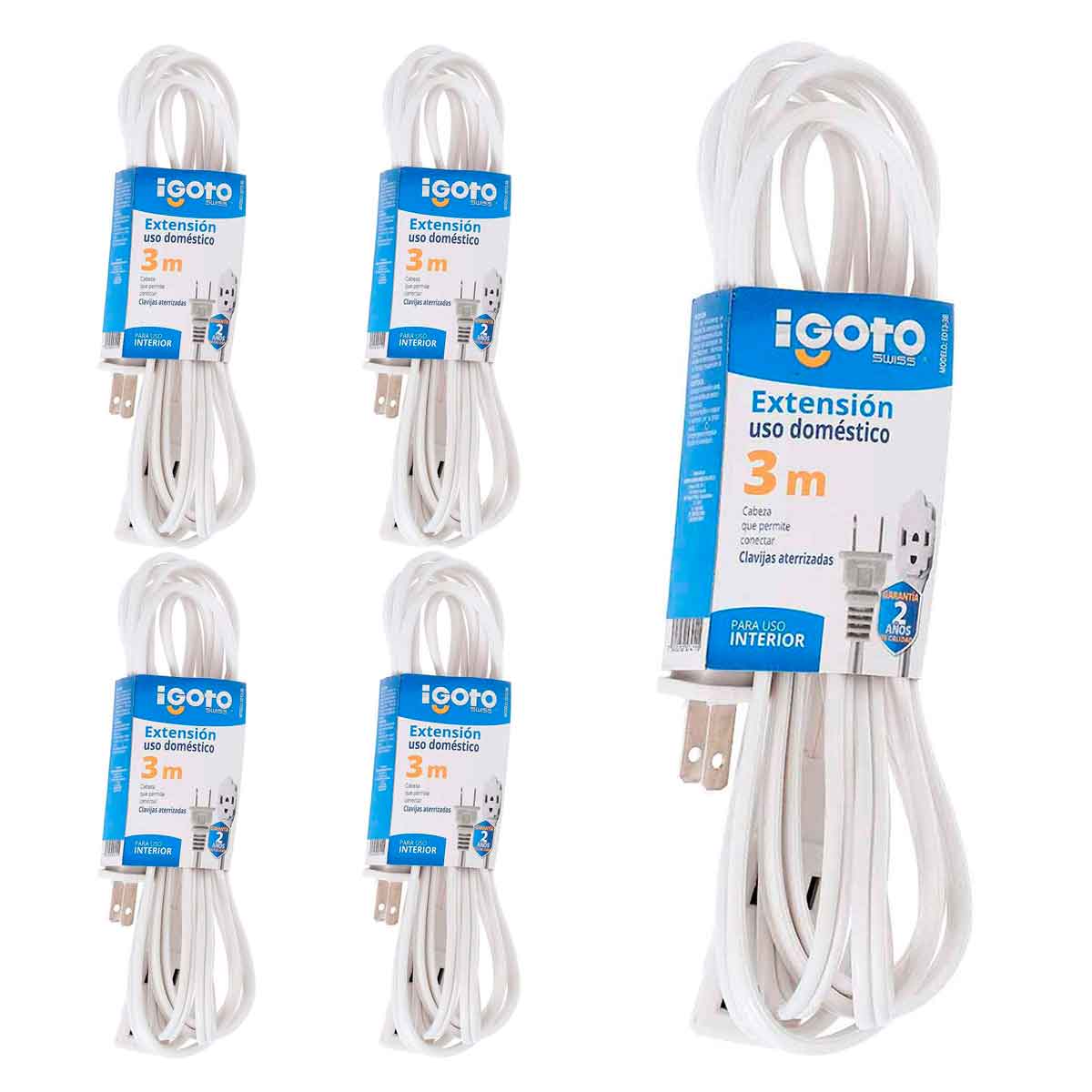 paquete 5 extensiones blancas tres metros