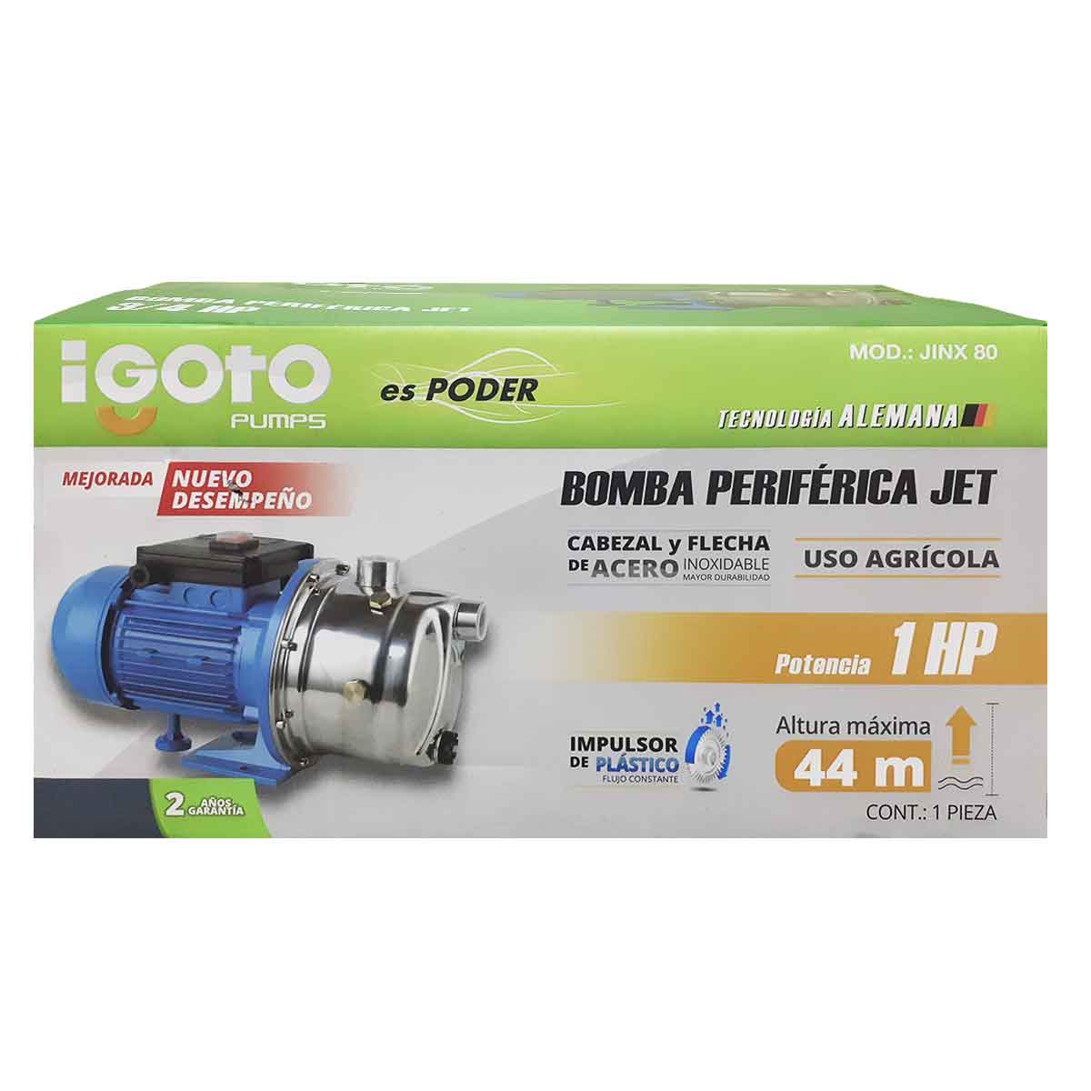 Bomba Periferica Jet 1 Hp Acero Inoxidable Jinx80 Igoto IGOTO BOMBAS Ferreabasto