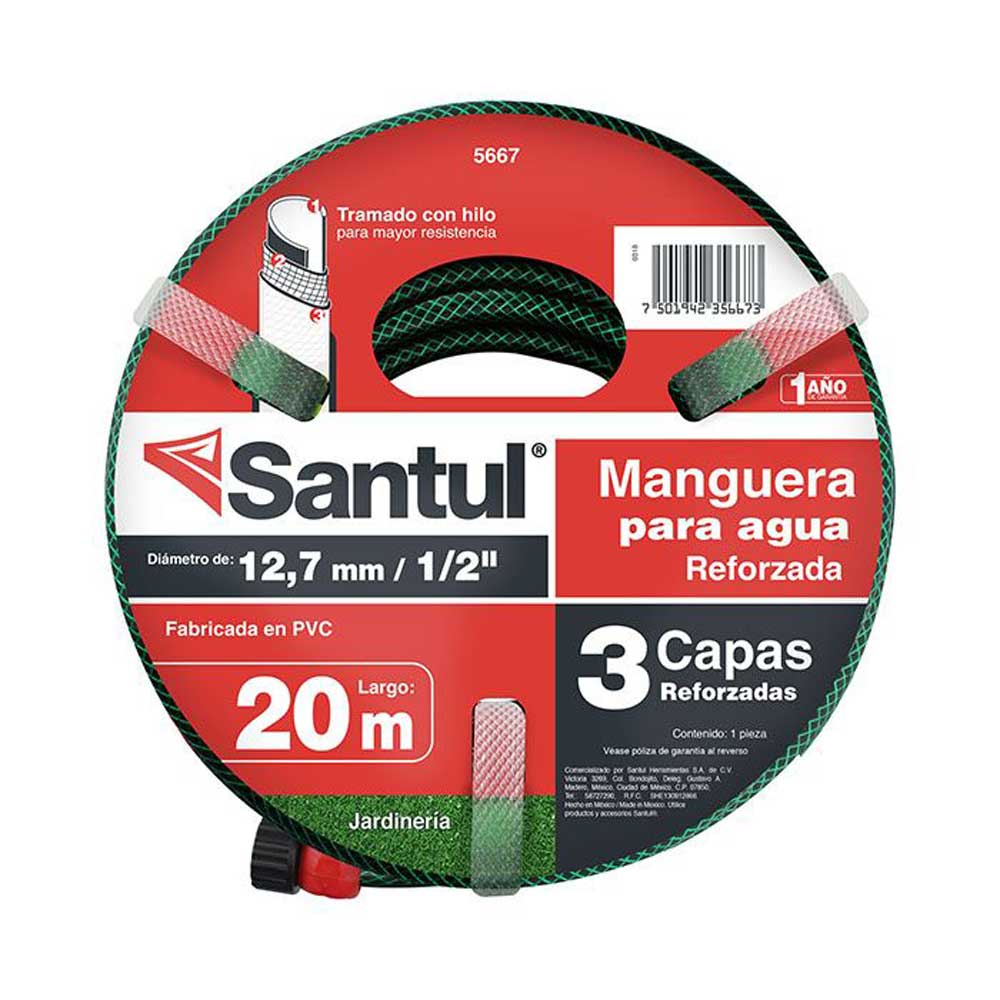 Manguera Jardin Reforzada 3 Capas 1/2" 20m Riego 5667 Santul SANTUL Ferreabasto