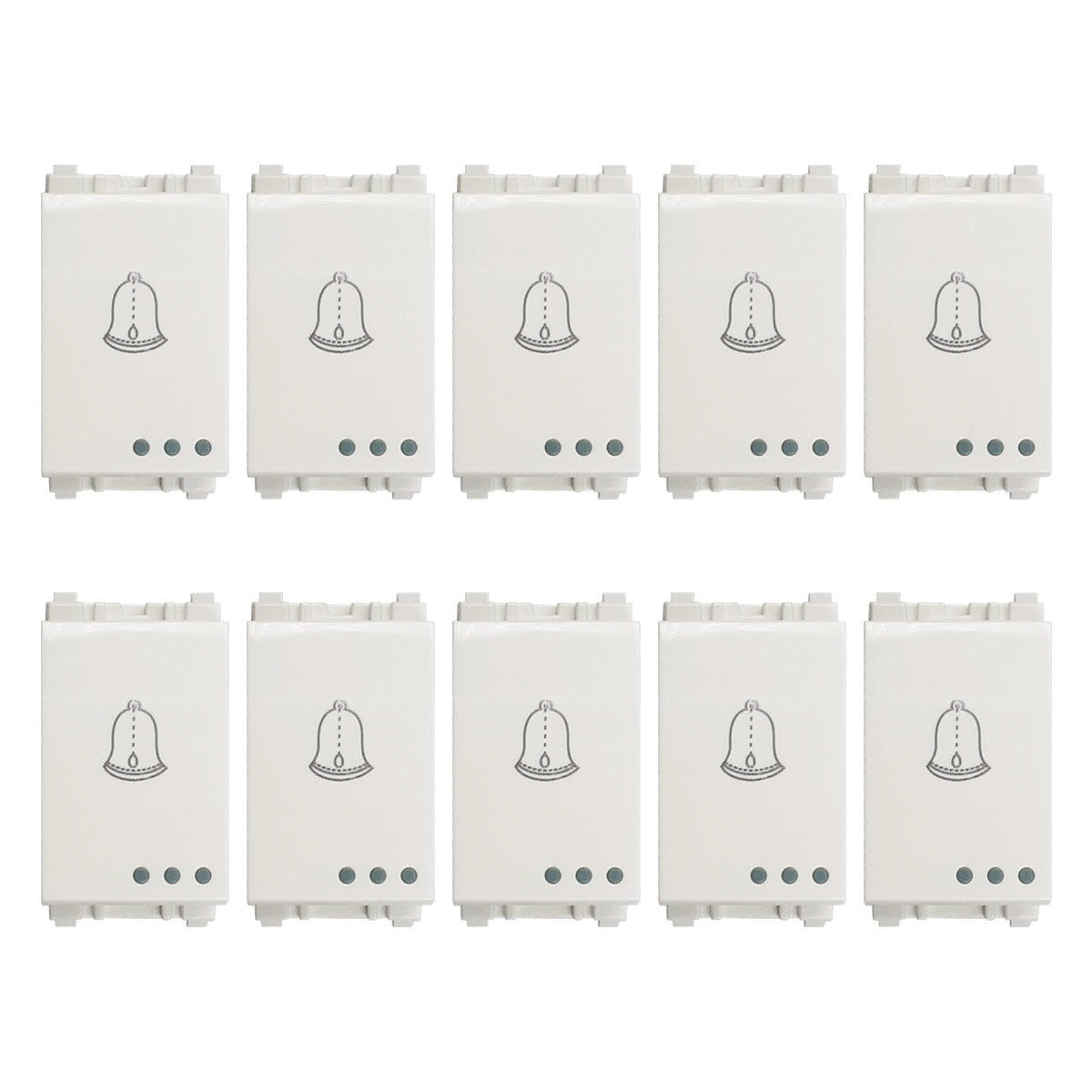 Diez timbres blancos para placa