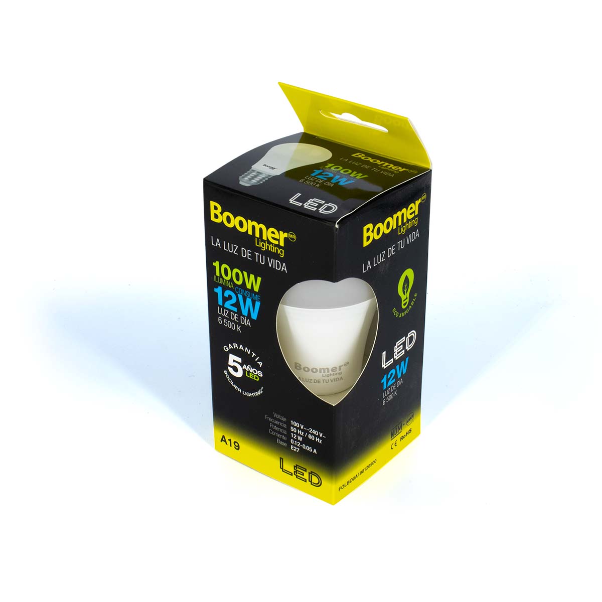 Foco Led Boomer 12W=100W 1200 lm Luz Dia A19 6500K BOOMER Ferreabasto