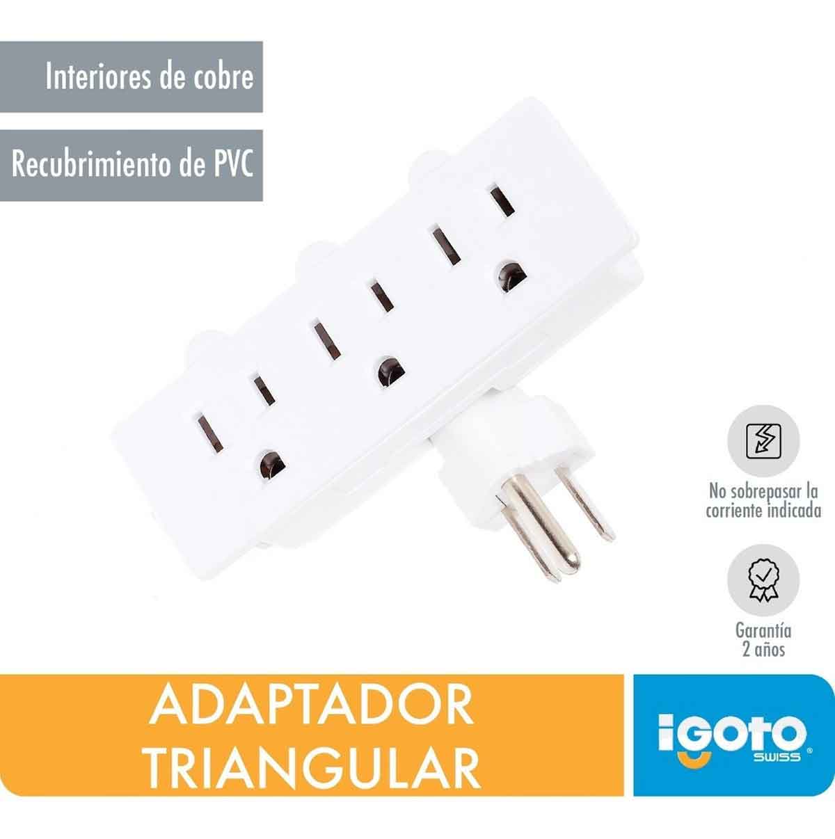 Adaptador Multicontacto Triple Triangular  Blanco Igoto - Ferreabasto