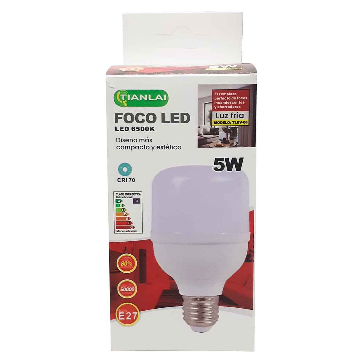 Foco Led Tipo Bala 5W Tianlai Luz Fria 6500K 400lm 10 Piezas TIANLAI Ferreabasto