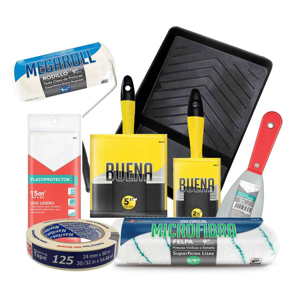 Kit Para Pintar Completo Con Brochas Rodillo Charola Y Mas BYP Ferreabasto