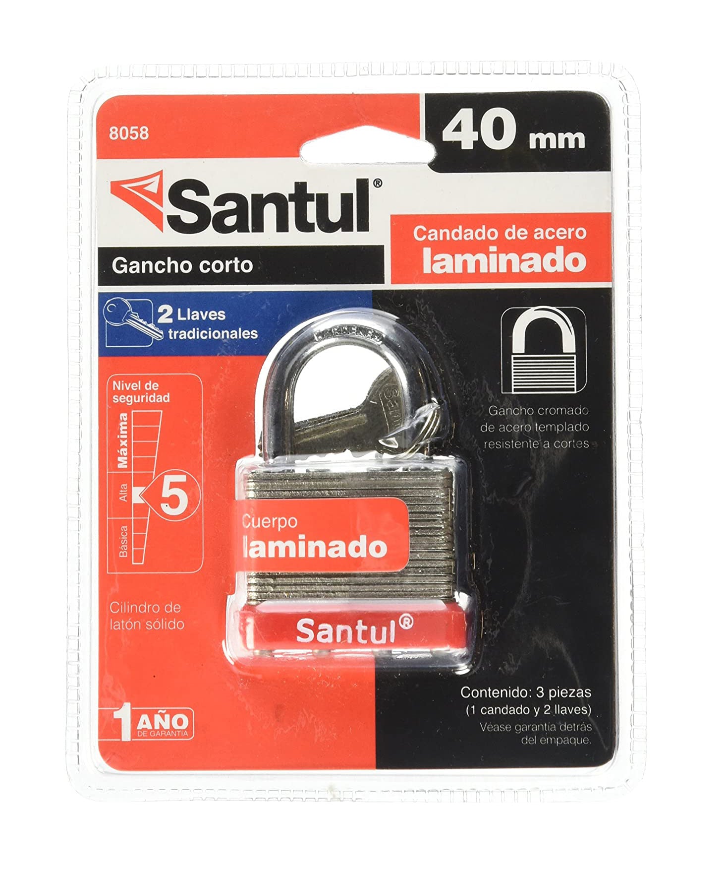 Candado Laminado Gancho Estandar 40mm Seguridad 5 Santul SANTUL Ferreabasto