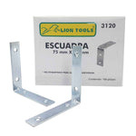 Soporte Angular En Forma De L Para Repisas 75mm x 75mm Caja 100 Piezas 3120 Lion Tools LION TOOLS Ferreabasto