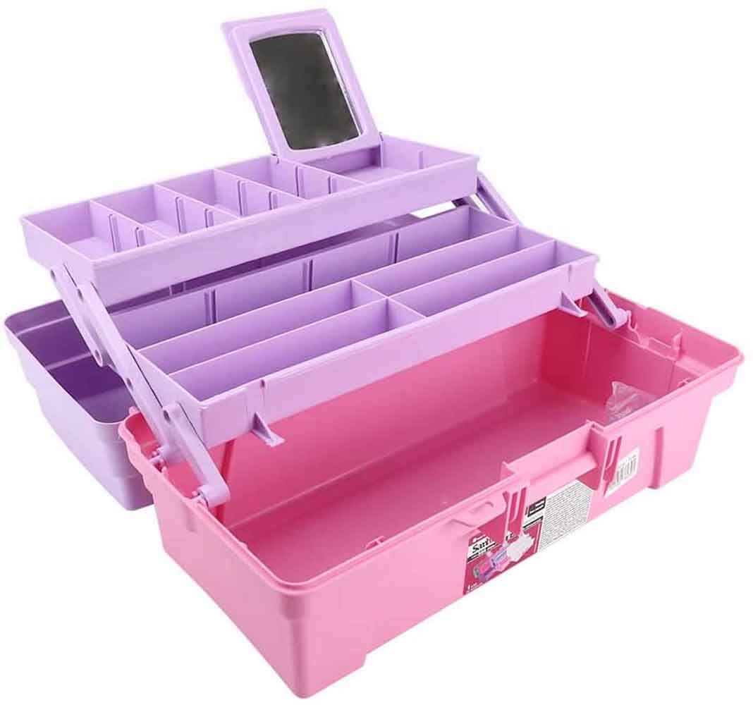 Caja Organizadora Vanity Espejo Integrado Lila Rosa Sanhome SANHOME Ferreabasto