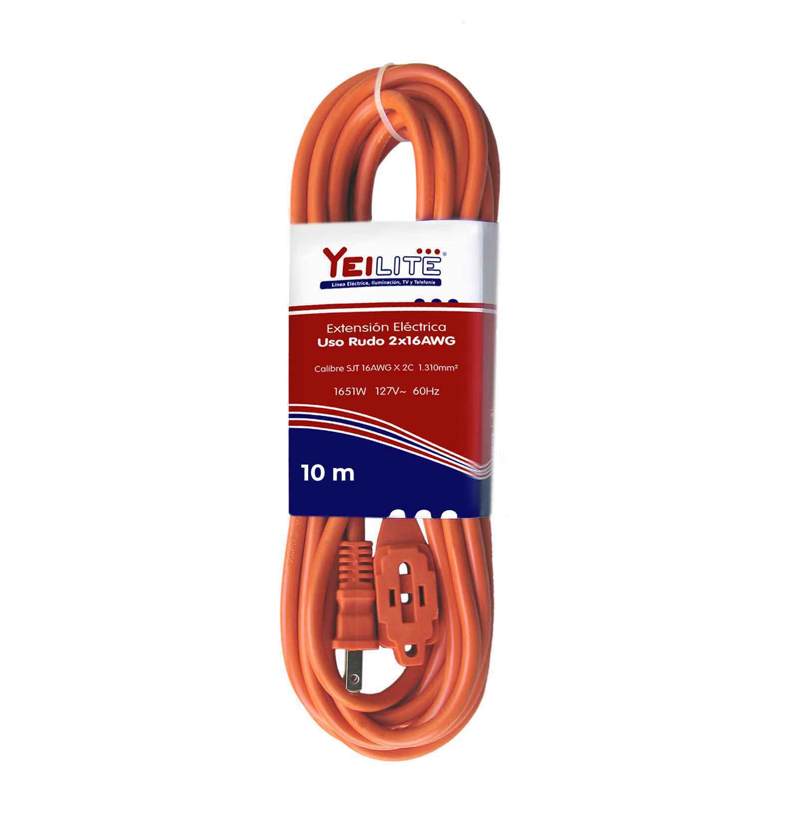 Extension Uso Rudo Naranja Exterior 2x16Awg 10m Yeilite YEILITE Ferreabasto