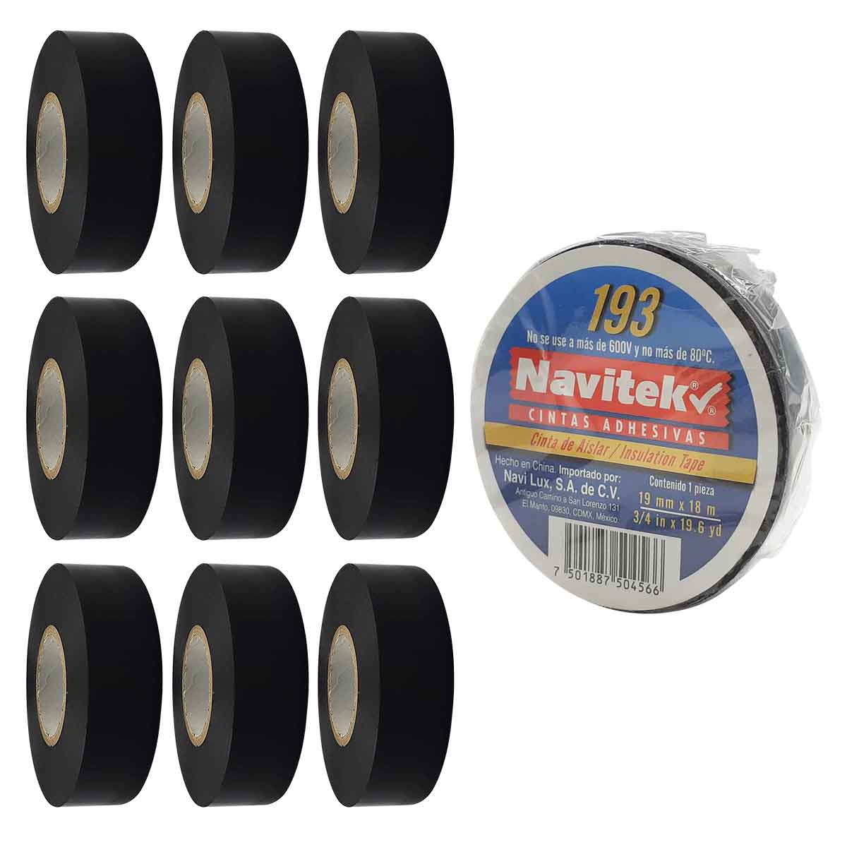 Cinta Aislante Electrica Vinil Navitek 19mm x 18m 10 Piezas NAVITEK Ferreabasto
