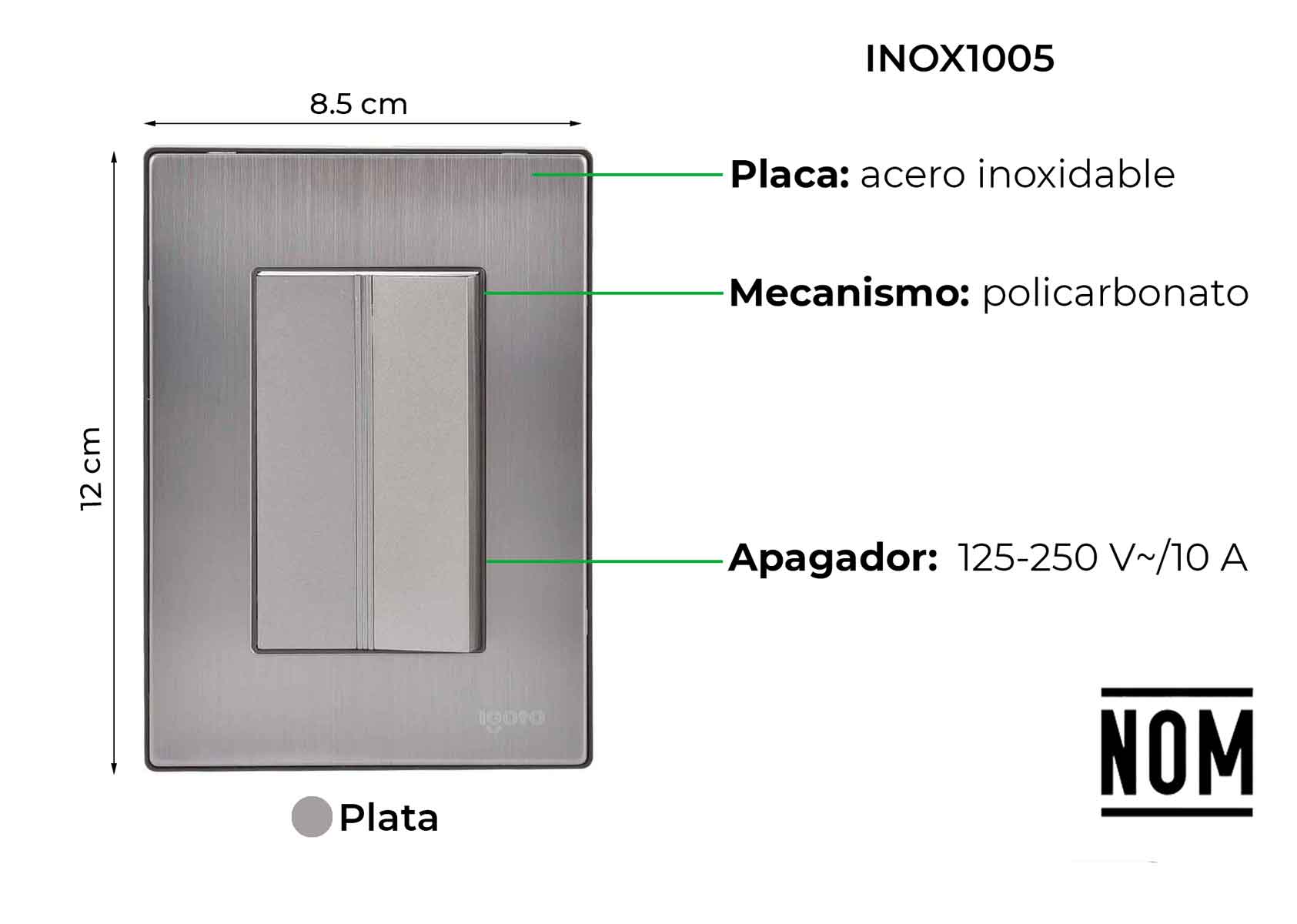 Placa Armada Inoxidable Con 1 Apagador Sencillo De 3 Modulos Igoto IGOTO Ferreabasto