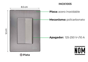 Placa Armada Inoxidable Con 1 Apagador Sencillo De 3 Modulos Igoto IGOTO Ferreabasto