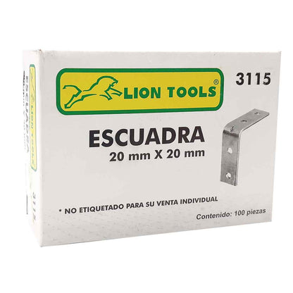 Soporte Angular En Forma De L Para Repisas 20mm x 20mm Caja 100 Piezas 3115 Lion Tools LION TOOLS Ferreabasto