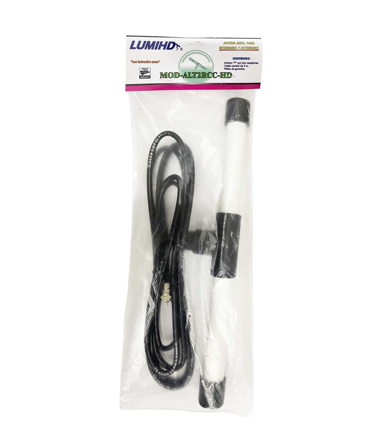 Antena Tv Hdtv Exterior Pvc 30cm Largo Con 3m Cable Lumihd LUMIHD Ferreabasto