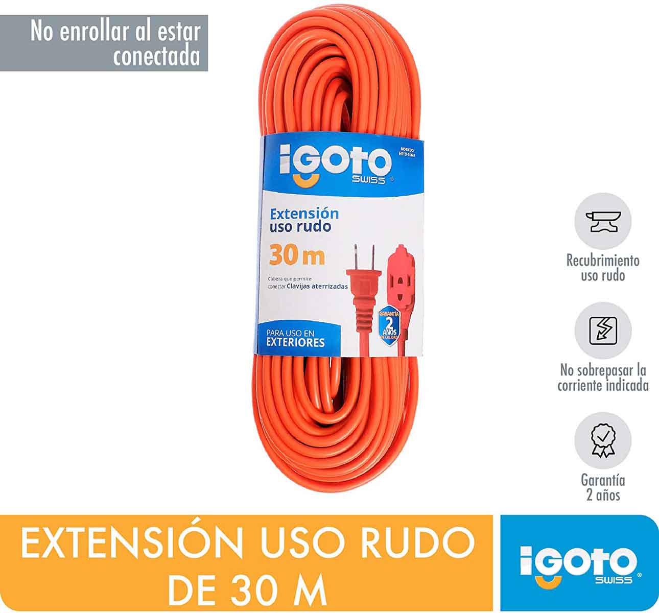 Extension Uso Rudo Naranja 16Awg 30M Igoto IGOTO Ferreabasto