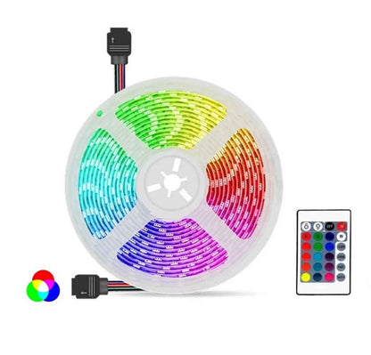 Tira LED multicolor RGB de 5 m con control remoto, cont