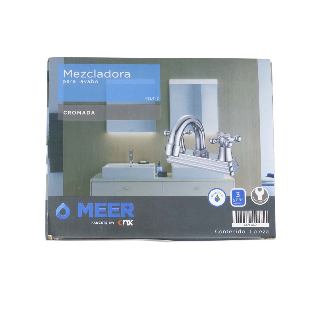 Mezcladora Para Lavabo 1/4 De Vuelta Abs/Laton Cnx MEER Ferreabasto